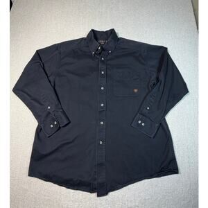 Ariat Men XL Black Long Sleeve Button Front Shirt Western Rodeo Work Casual